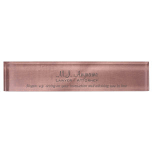 Attorney Luxury pink leather effect with slogan Name Plate