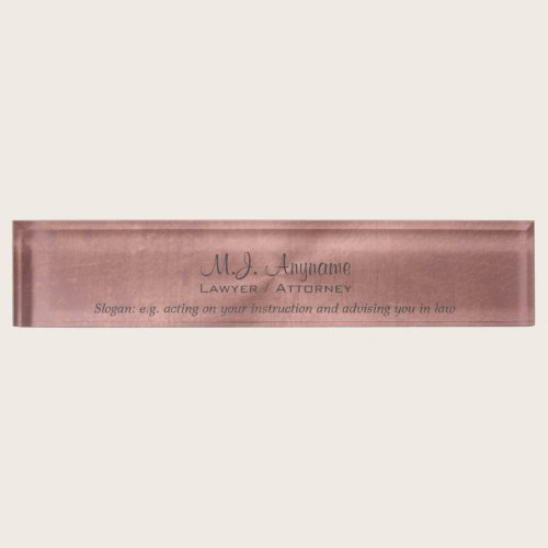 Attorney Luxury pink leather effect with slogan Name Plate