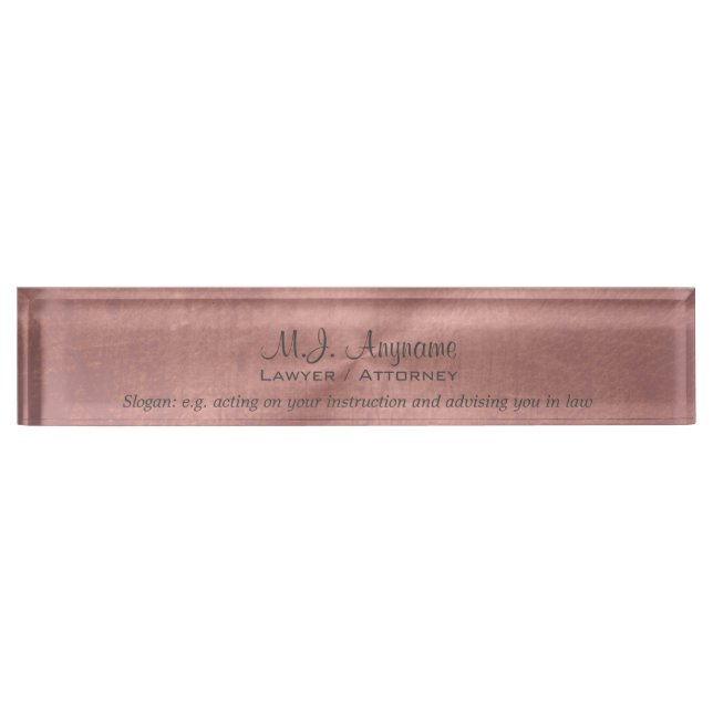 Attorney Luxury pink leather effect with slogan Name Plate (Front)