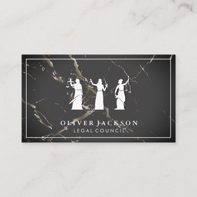 Attorney | Marble | Blind Justice Business Card (Front)