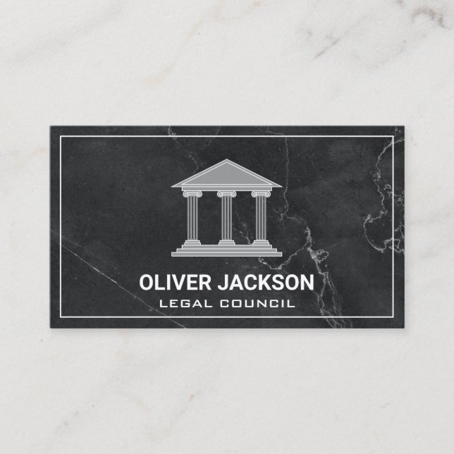 Attorney | Marble | Roman Pillar Building Logo Business Card (Front)