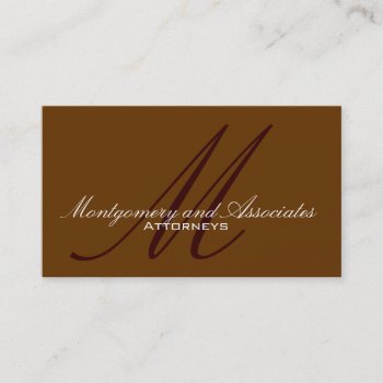 Attorney Monogram Brown Customizable Business Card by monogramgallery at Zazzle