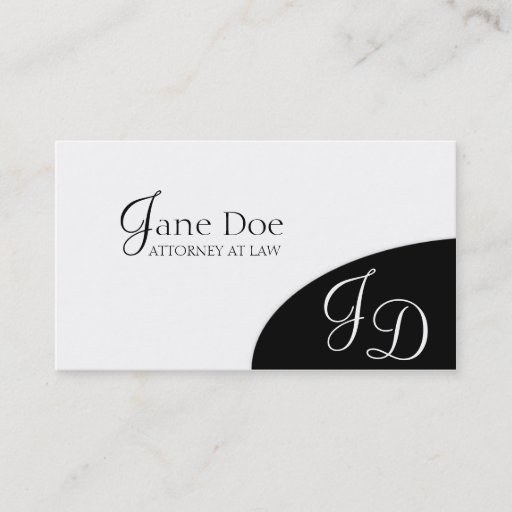 Customizable Attorney Monogram Corner W/B Business Cards