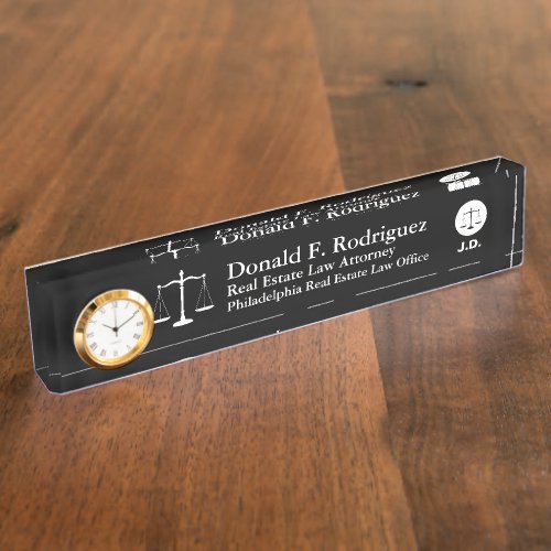 Attorney or Law Professional Unique Black Nameplate