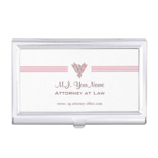 Attorney or Lawyer luxury stripes and pink phoenix Case For Business Cards