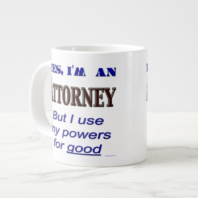 Attorney Powers for Good Jumbo Coffee Mug (Front Left)