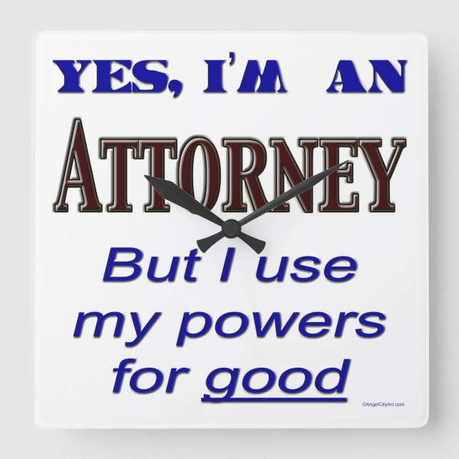Attorney Powers Funny Office Wall Clock (Front)