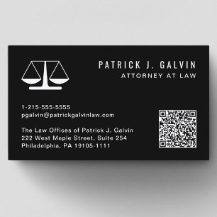 Attorney Professional QR Code Black Business Card