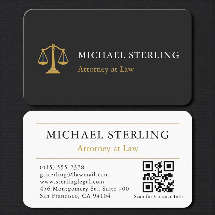 Attorney QR Code Scales Of Justice Professional Business Card