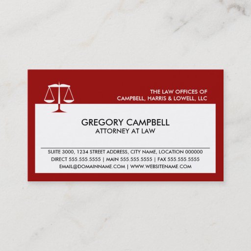 Customizable Attorney Red Business Cards