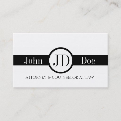 Customizable Attorney Ribbon Round B/W Business Card Templates