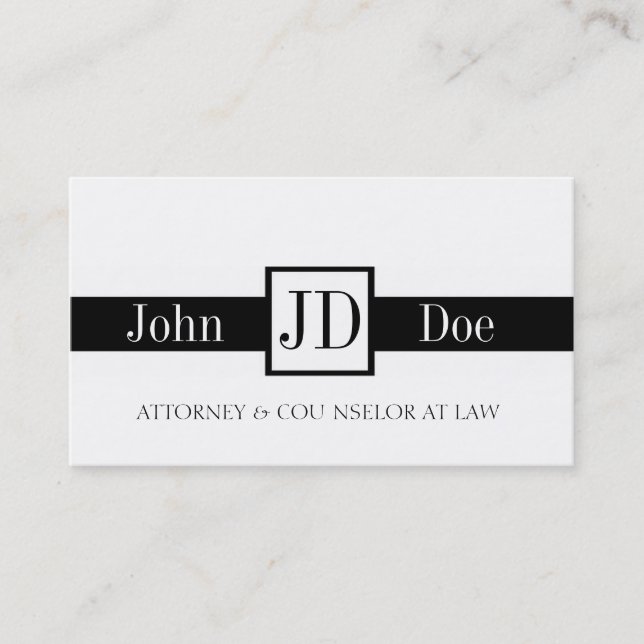 Attorney Ribbon Square B/W Business Card (Front)