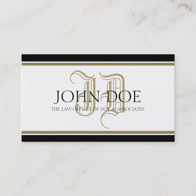 Attorney Roman Golden Monogram Business Card (Front)