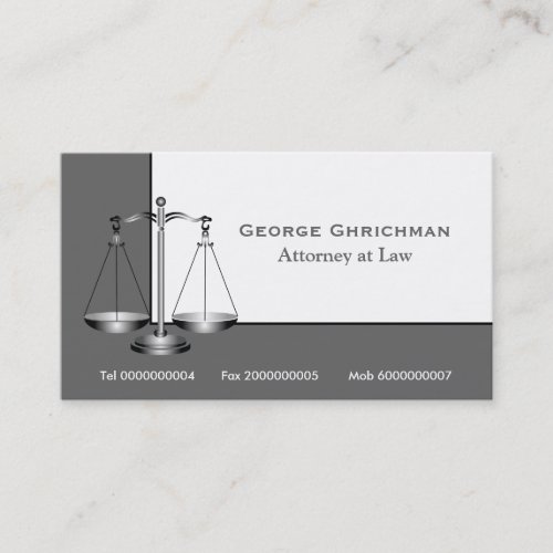 Attorney scale of justice  business card