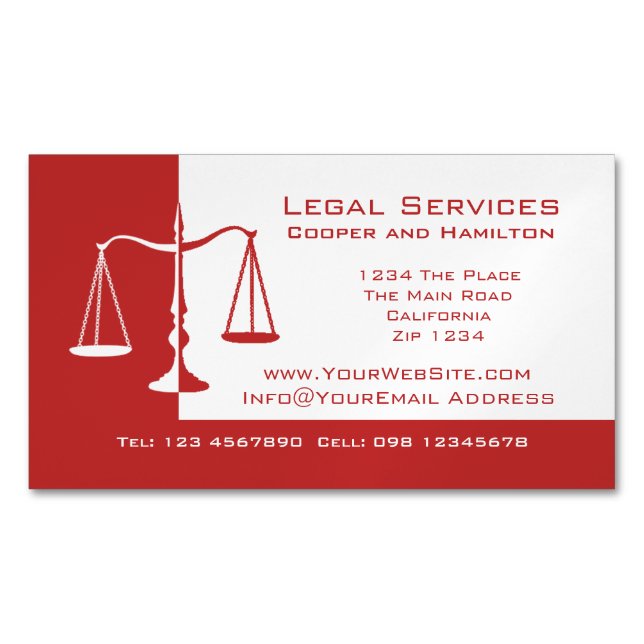 Attorney Scales of Justice Business Card Magnet (Front)