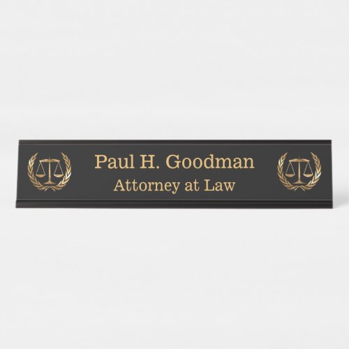 Attorney Scales of Justice Desk Name Plate