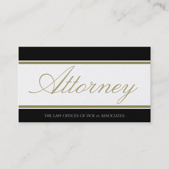 Attorney Script Golden Banner Business Card (Front)