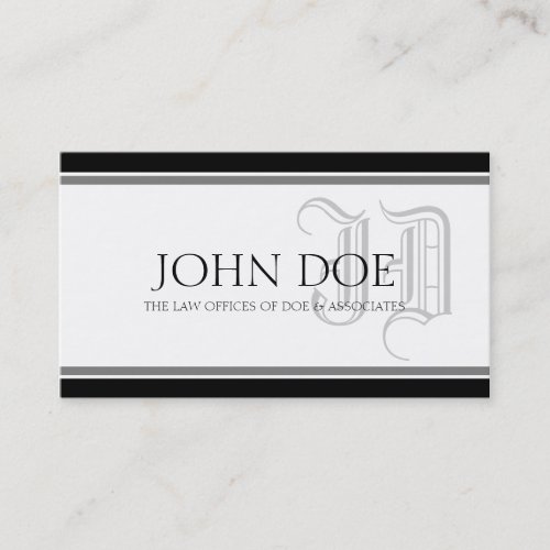 Attorney Silver Fancy Monogram Business Cards
