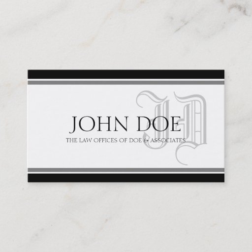 Customizable Attorney Silver Fancy Monogram Business Cards