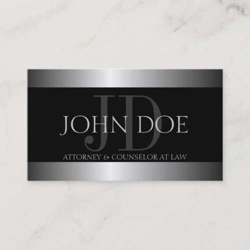 Attorney Silver Metal Metallic Border Business Card Templates
