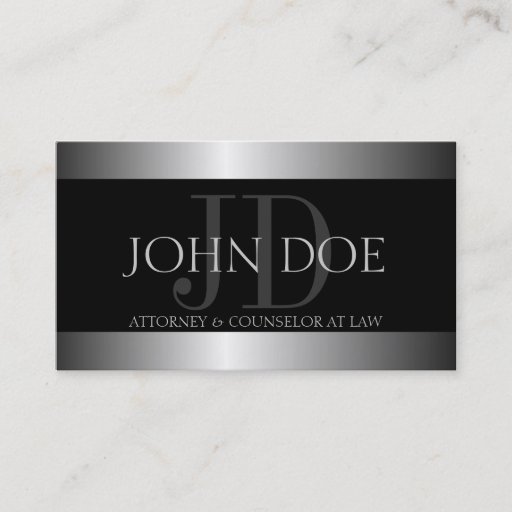 Customizable Attorney Silver Metal Metallic Border Business Card Templates