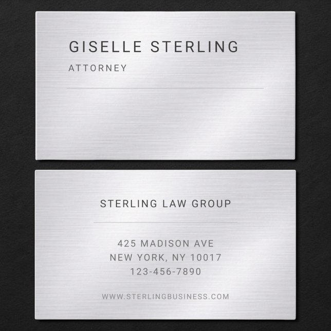 Attorney Silver Metallic Professional Business Card (Creator Uploaded)