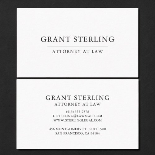 Attorney Silver White Minimalist Professional Business Card