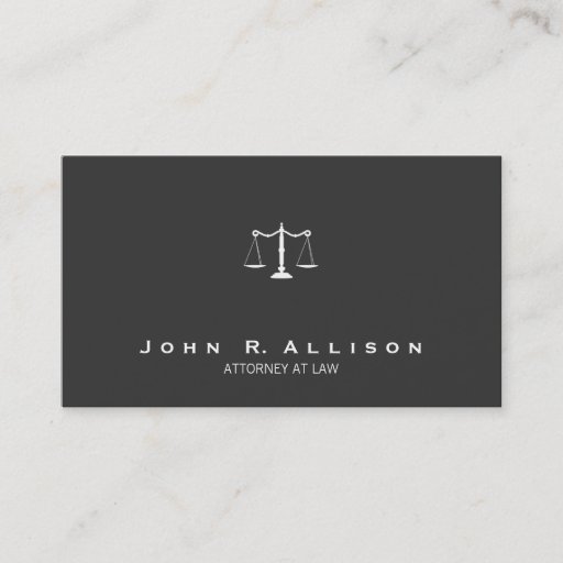 Customizable Attorney Simple Justice Scales Black and White Business Card