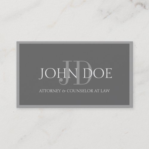 Attorney Steel/Platinum Monogram/Border Business Card