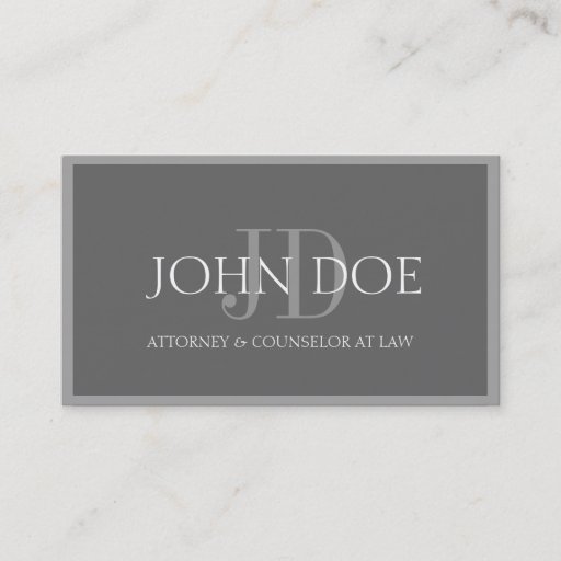Customizable Attorney Steel/Platinum Monogram/Border Business Card