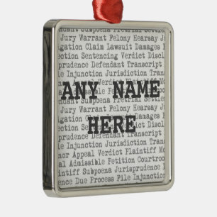Attorney Terminology Words Christmas Metal Ornament