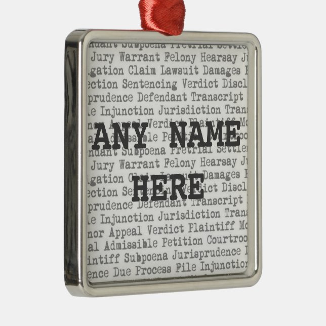 Attorney Terminology Words Christmas Metal Ornament (Right)