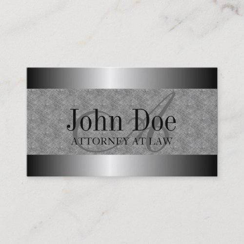 Attorney Texture Marble Silver Metal Metallic Business Card Template