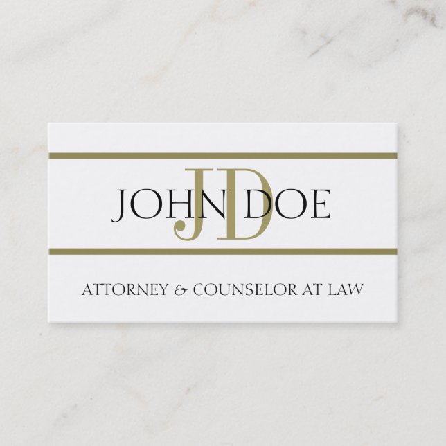 Attorney W/W Gold Stripes - Available Letterhead - Business Card (Front)