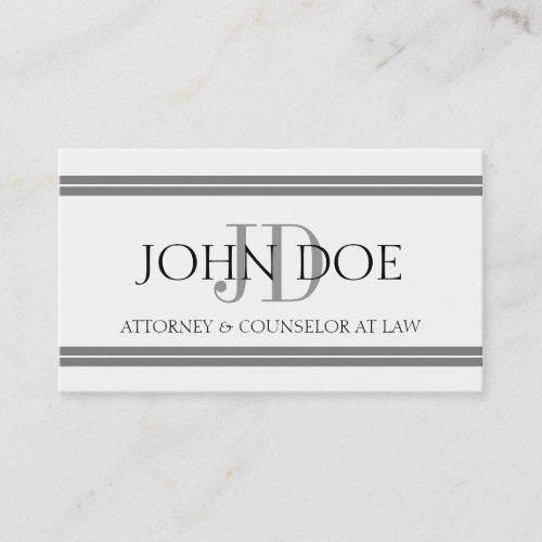 Attorney White Silver Stripes Business Card Template