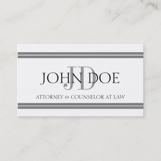 Customizable Attorney White Silver Stripes Business Card Template