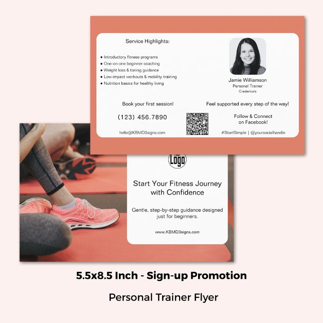 Attract Beginners to Fitness - Personal Trainer Flyer (5.5x8.5 Inch, Attract Beginners to Fitness - Personal Trainer Flyer)