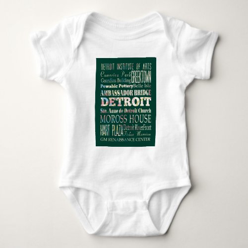 Attractions and Famous Places of Detroit Michigan Baby Bodysuit