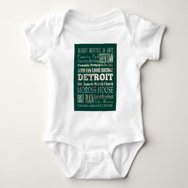 Attractions and Famous Places of Detroit, Michigan Baby Bodysuit (Front)