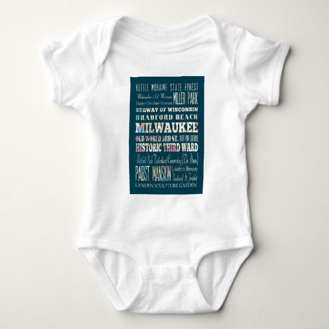 Attractions and Famous Places of Milwaukee Baby Bodysuit (Front)