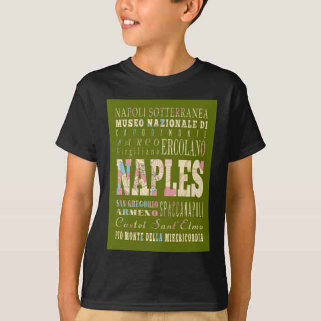 Attractions and Famous Places of Naples, Italy T-Shirt (Front)