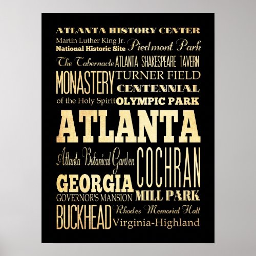 Attractions  Famous Places of Atlanta Georgia Poster