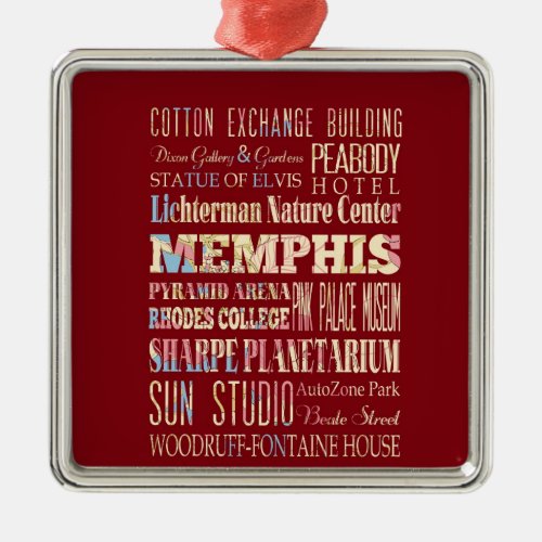 Attractions  Famous Places of Memphis Tennessee Metal Ornament