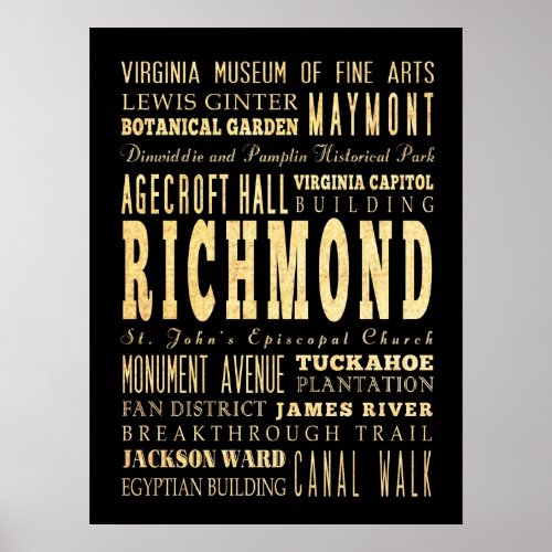 Attractions  Famous Places of Richmond Virginia Poster