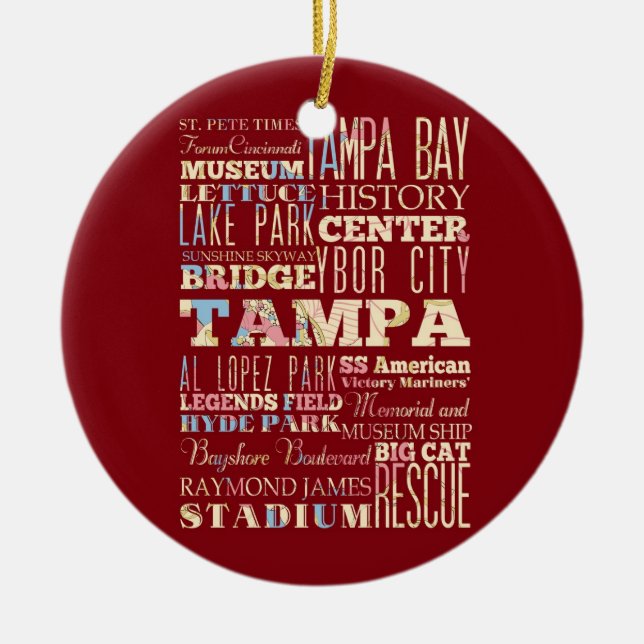 Attractions & Famous Places of Tampa, Florida. Ceramic Ornament (Front)