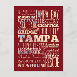 Attractions & Famous Places of Tampa, Florida. Postcard