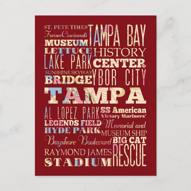 Attractions & Famous Places of Tampa, Florida. Postcard (Front)