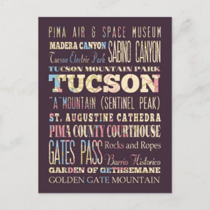 Attractions & Famous Places of Tucson, Arizona. Postcard