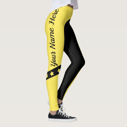Attractive Black And Yellow Leggings