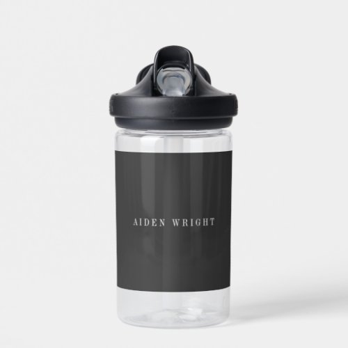 Attractive Black Classical Minimalist Own Name Water Bottle